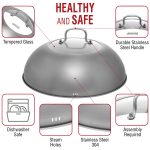 Small Yosukata 13,6-inch Stainless Steel Wok Lid with Tempered Glass Insert