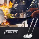 Small Yosukata Utensils Set: 17-inch Stainless Steel Wok Spatula and Ladle Set