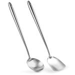 Small Yosukata Utensils Set: 17-inch Stainless Steel Wok Spatula and Ladle Set