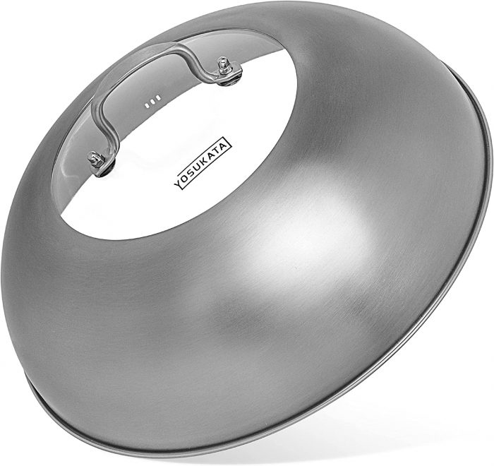 Yosukata Wok Lid (13,6-inch, Stainless Steel, Tempered Glass Insert)