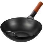 Small Yosukata 11,8-inch Pre-Seasoned Black Carbon Steel Wok Flat Bottomed