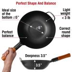 Small Yosukata 11,8-inch Pre-Seasoned Black Carbon Steel Wok Flat Bottomed