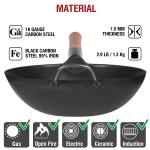 Small Yosukata 11,8-inch Pre-Seasoned Black Carbon Steel Wok Flat Bottomed