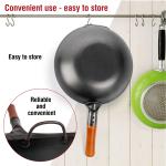 Small Yosukata 11,8-inch Pre-Seasoned Black Carbon Steel Wok Flat Bottomed