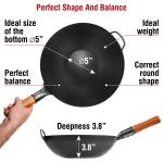 Small Yosukata 13,5-inch Pre-Seasoned Black Carbon Steel Wok Flat Bottomed