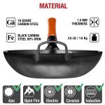 Small Yosukata 13,5-inch Pre-Seasoned Black Carbon Steel Wok Flat Bottomed