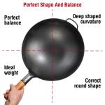 Small Yosukata Black Carbon Steel Wok 14-inch + Chopsticks for Cooking