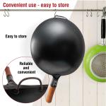 Small Yosukata 14-inch Pre-Seasoned Black Carbon Steel Wok Round Bottomed