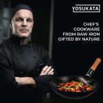 Small Yosukata 14-inch Pre-Seasoned Black Carbon Steel Wok Round Bottomed