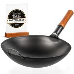 Small Yosukata 14-inch Pre-Seasoned Black Carbon Steel Wok Round Bottomed
