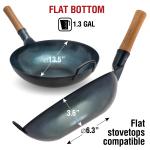 Small Yosukata 13.5-inch Pre-Seasoned Blue Carbon Steel Wok Flat Bottomed