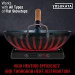 Small Yosukata 13.5-inch Pre-Seasoned Blue Carbon Steel Wok Flat Bottomed