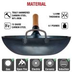 Small Yosukata 13.5-inch Pre-Seasoned Blue Carbon Steel Wok Flat Bottomed
