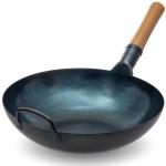 Small Yosukata 13.5-inch Pre-Seasoned Blue Carbon Steel Wok Flat Bottomed