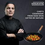 Small Yosukata 14-inch Pre-Seasoned Blue Carbon Steel Wok Round Bottomed