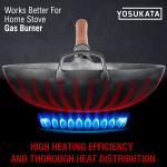 Small Yosukata 14-inch Not Seasoned Blue Carbon Steel Wok Round Bottomed