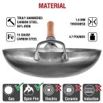 Small Yosukata 14-inch Not Seasoned Blue Carbon Steel Wok Round Bottomed