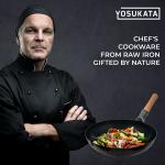 Small Yosukata 14-inch Not Seasoned Blue Carbon Steel Wok Round Bottomed