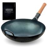 Small Yosukata 14-inch Pre-Seasoned Blue Carbon Steel Wok Round Bottomed