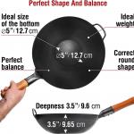 Small Yosukata Black Carbon Steel Wok 13,5-inch+Stainless Steel Wok Lid
