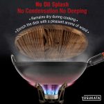Small Yosukata Black Carbon Steel Wok 13,5-inch+Wooden Wok Lid