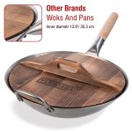 Small Yosukata 13,5-inch Wooden Wok Lid with Carbonized Finish