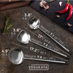 Small Yosukata Utensils Wok Set (17-inch Spatula & Ladle & Skimmer Stainless Steel)