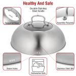 Small Yosukata Wok Lid (11,4-inch, Stainless Steel, Tempered Glass Insert)