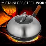 Small Yosukata Wok Lid (11,4-inch, Stainless Steel, Tempered Glass Insert)