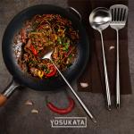 Small Yosukata Utensils Wok Set (17-inch Spatula & Ladle & Turner Stainless Steel)