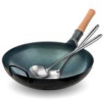 Small Yosukata Blue Carbon Steel Wok 14-inch+Spatula and Ladle Set